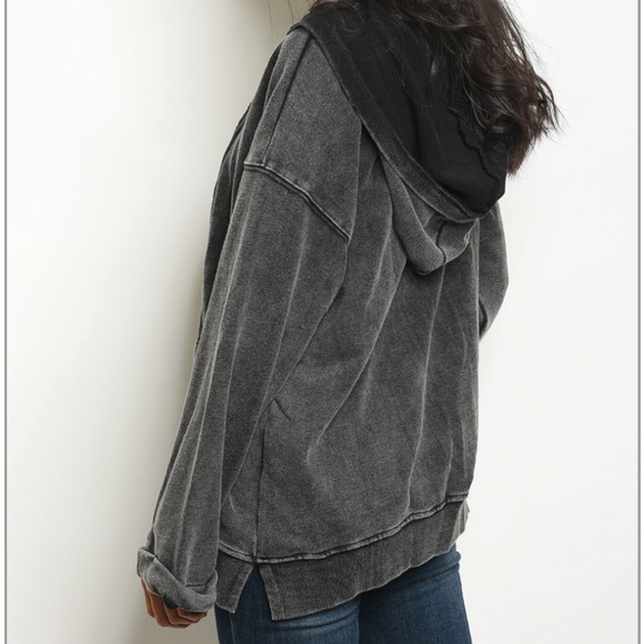 BELLA BLACK washed jacket/Sweater- hoodie - Picture 3 of 3
